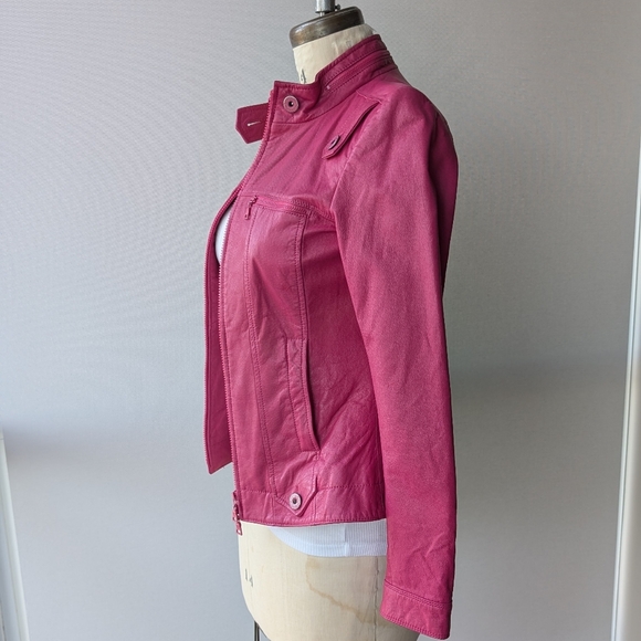 Danier Barbie Pink Leather Moto Jacket - Picture 3 of 5